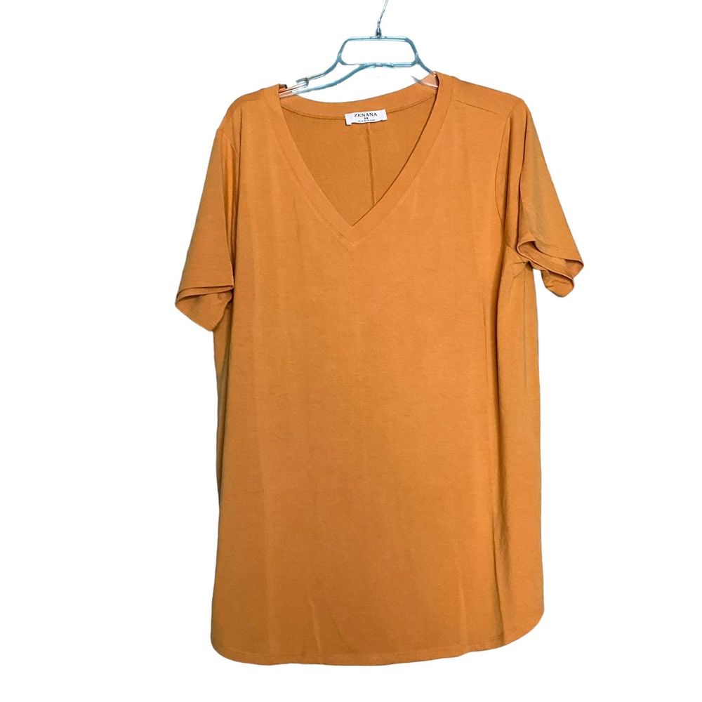 Zenana NWOT Short Sleeve V Neck Mustard Yellow Tee 3xl